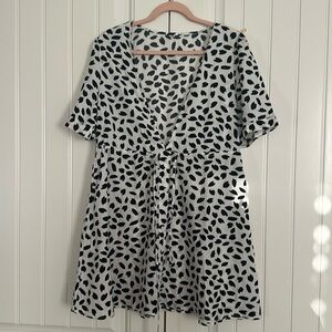 Black And White Drawstring Dress